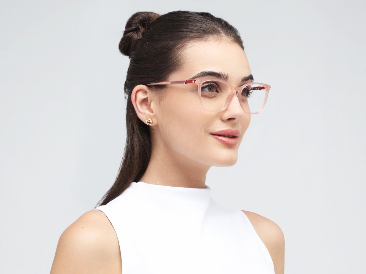  Pastel Peach Square Cateye Sunglasses 53
