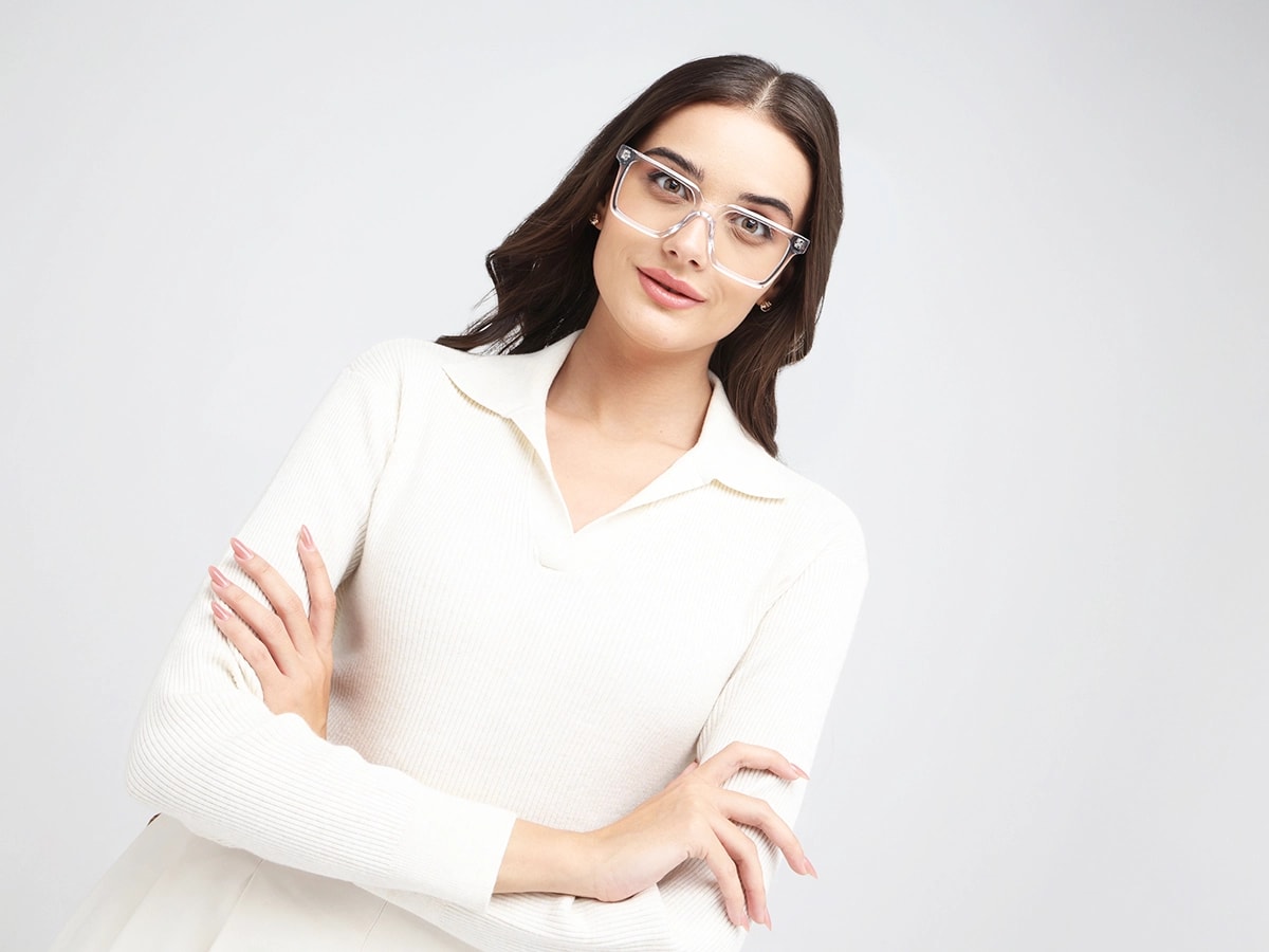 Crystal Clear Square Frame With Tortoise Temple 53