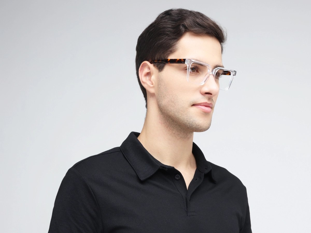 Crystal Clear Square Frame With Tortoise Temple 43