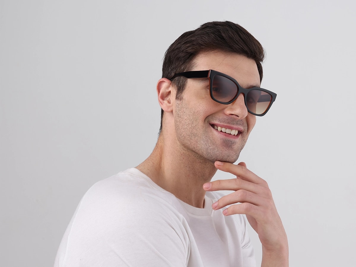 Black & Ochre Square Full Rim Sunglasses-42