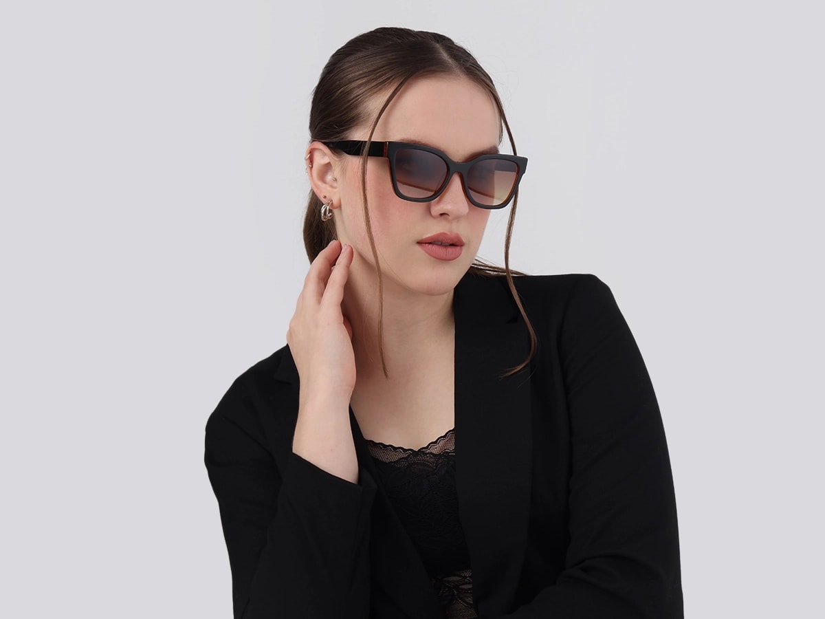 Black & Ochre Square Full Rim Sunglasses-52
