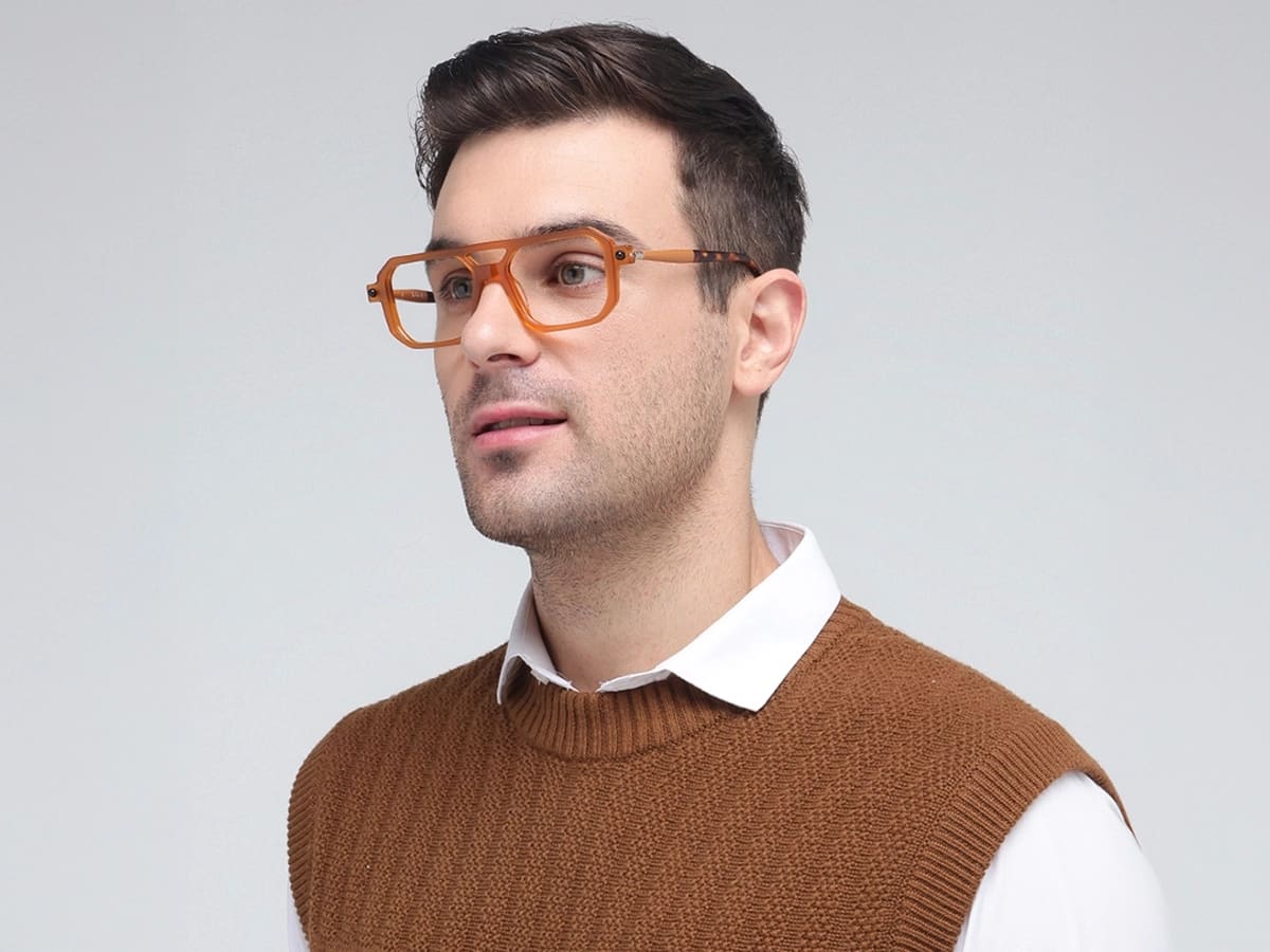 Orange Rectangle Glasses 42