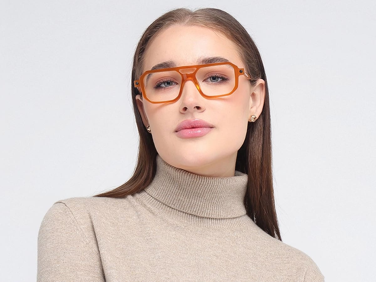 Orange Rectangle Glasses 51