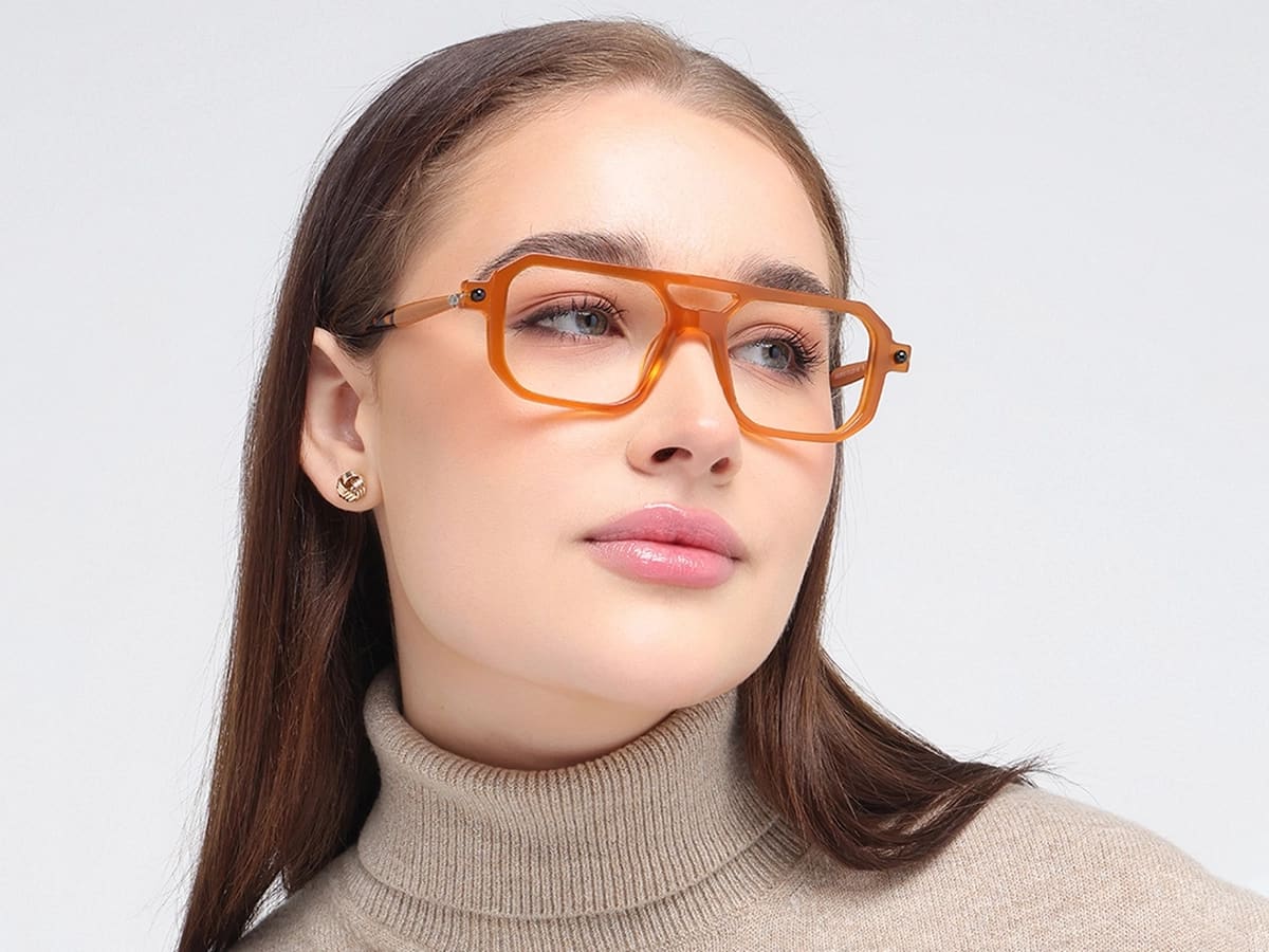 Orange Rectangle Glasses 53