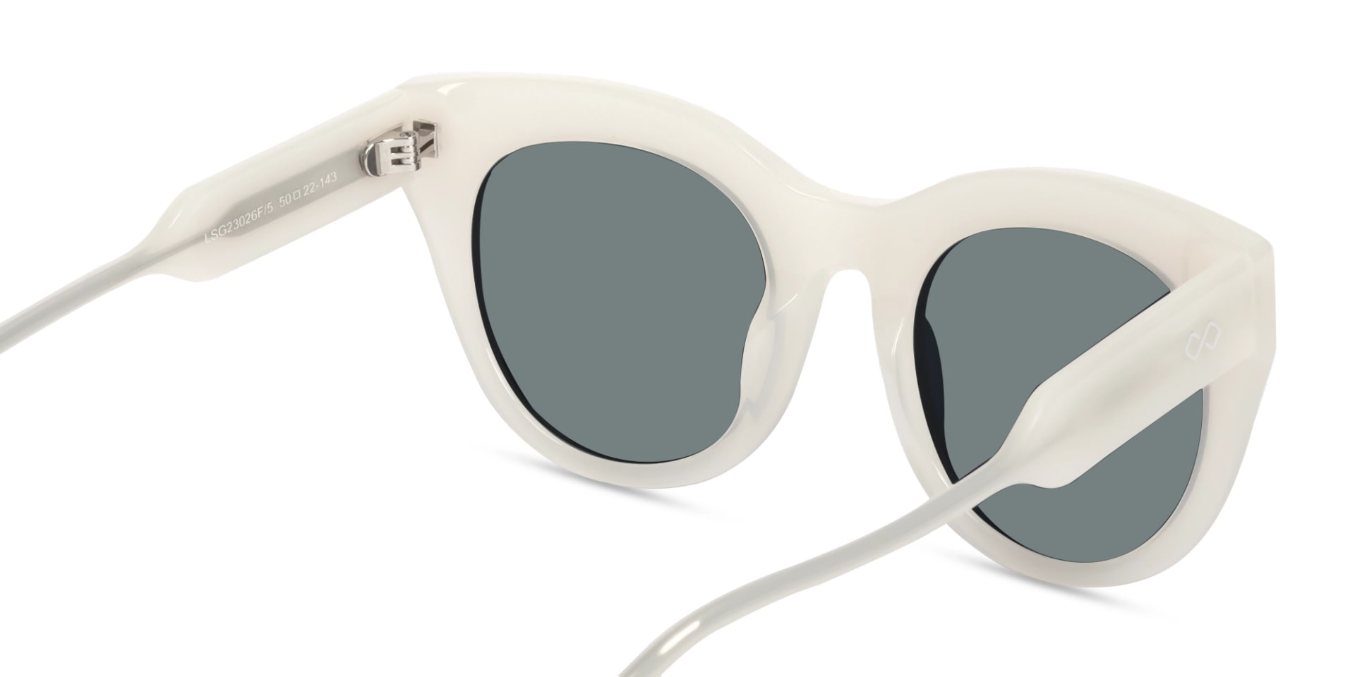 Pearl White Cat-Eye Frame With Dark Grey Tint Sunglasses-5