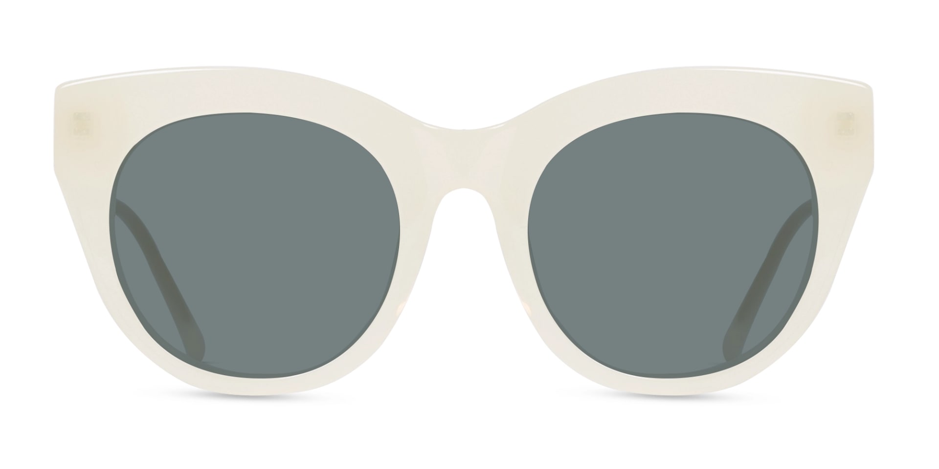 Pearl White Cat-Eye Frame With Dark Grey Tint Sunglasses-1