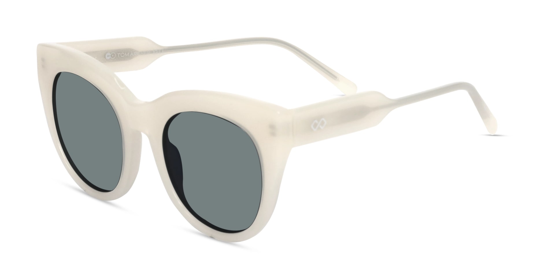 Pearl White Cat-Eye Frame With Dark Grey Tint Sunglasses-3
