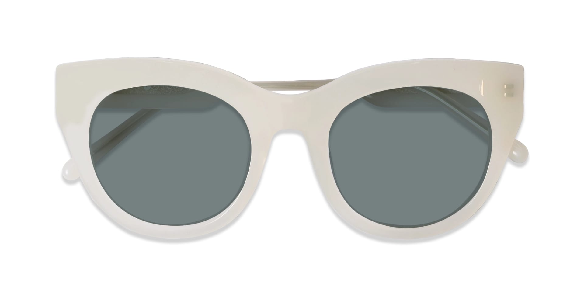 Pearl White Cat-Eye Frame With Dark Grey Tint Sunglasses-6