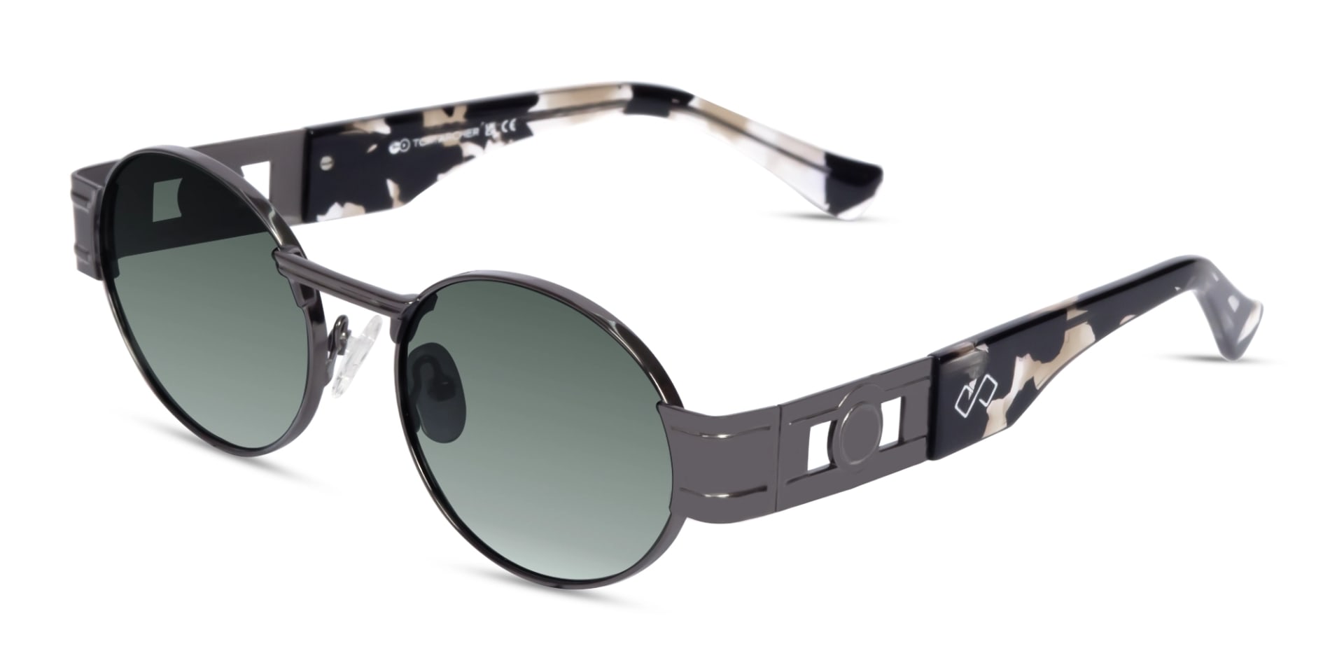 Matte Grey Oval Full Rim Sunglasses 3
