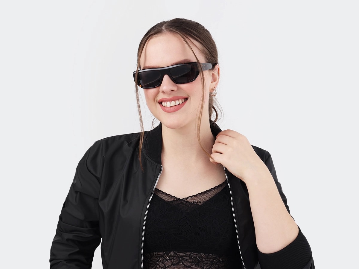 Dark Tortoise Rectangle Full Rim Sunglasses 51