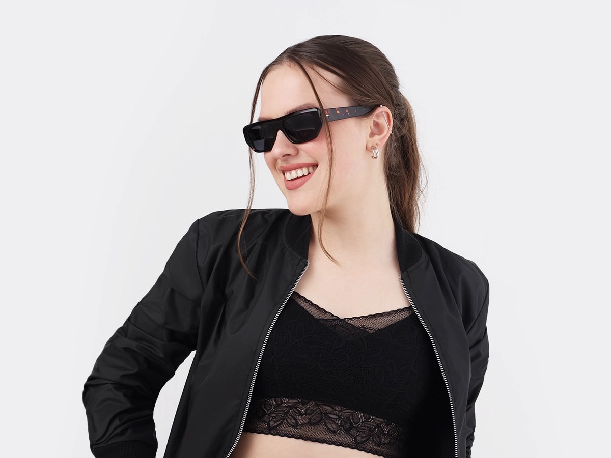 Dark Tortoise Rectangle Full Rim Sunglasses 52