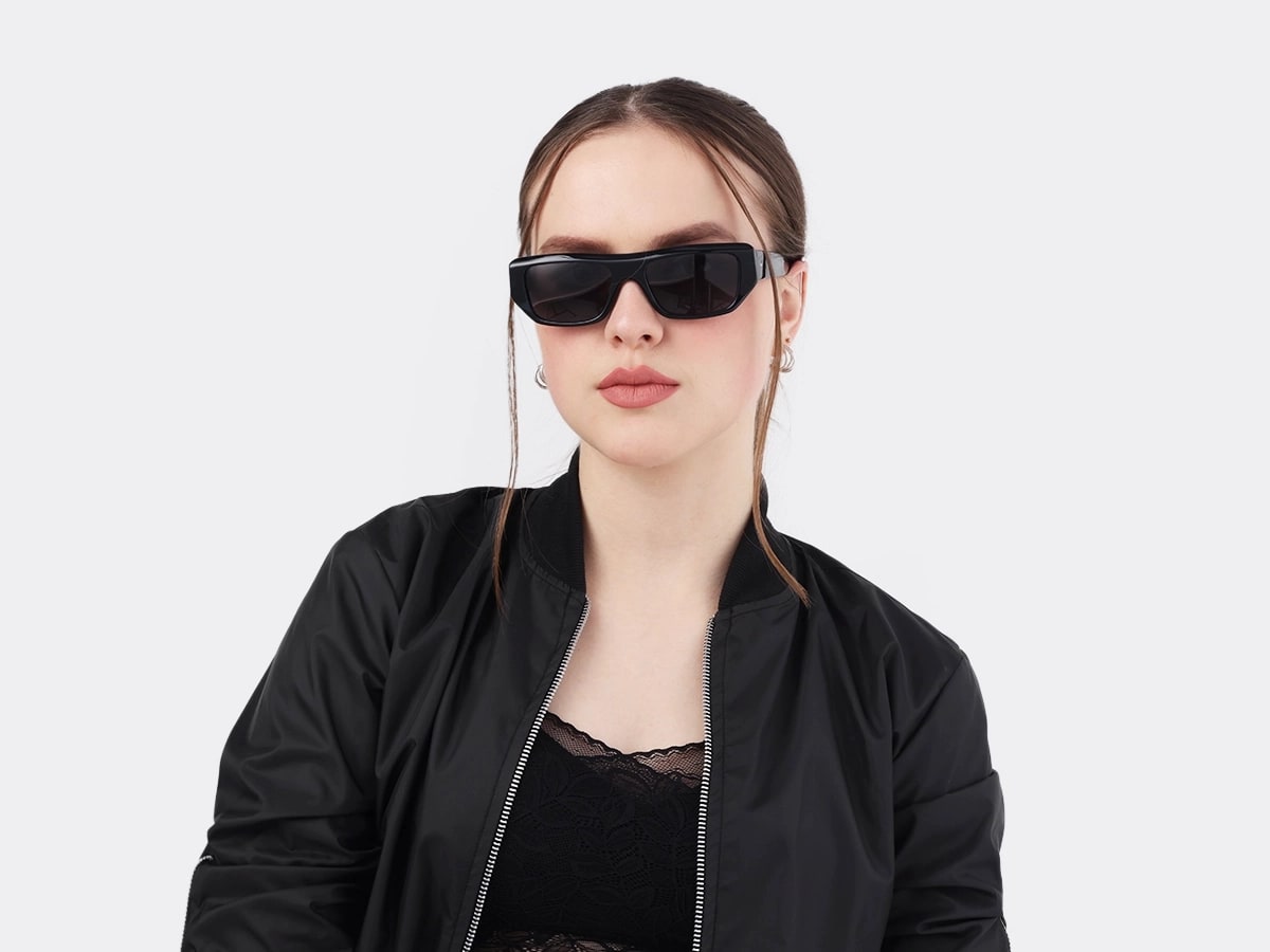 Dark Azure Rectangle Flat Top Sunglasses 51