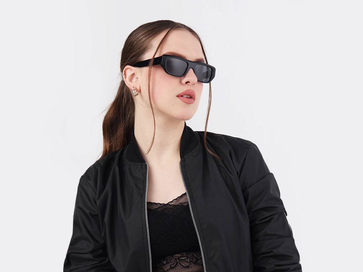 Dark Azure Rectangle Flat Top Sunglasses 53