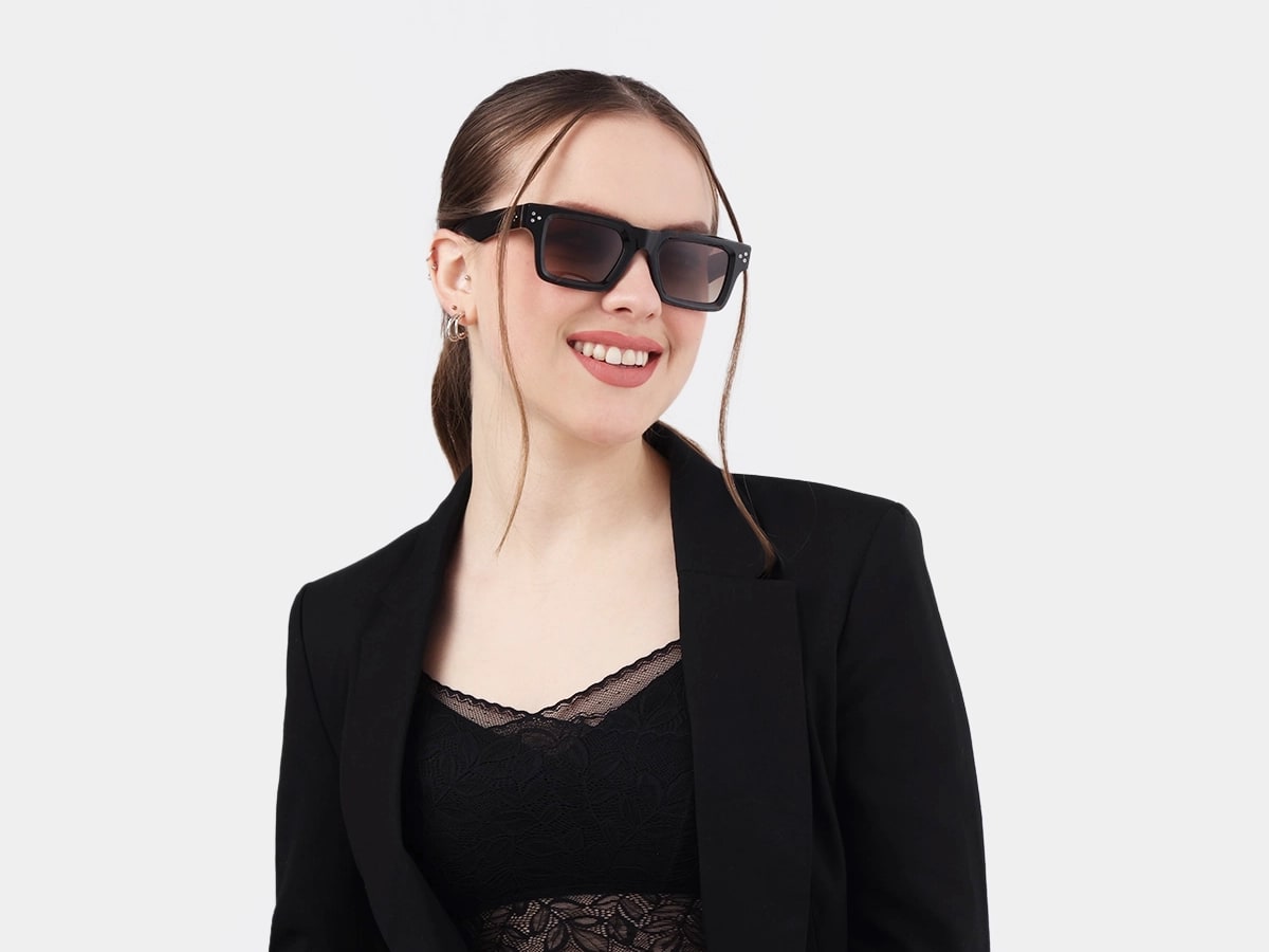 Dark Tortoise Square Acetate Full Rim Sunglasses 53