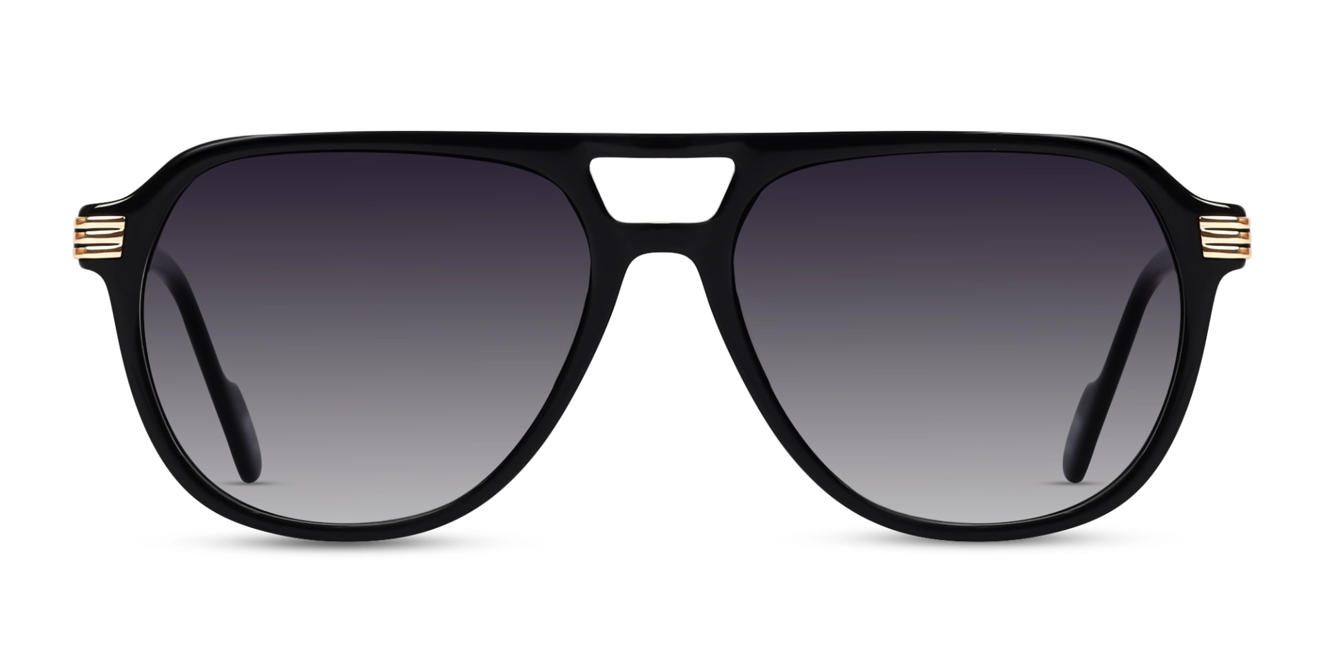 Black Double Bridge Pilot Sunglasses 1