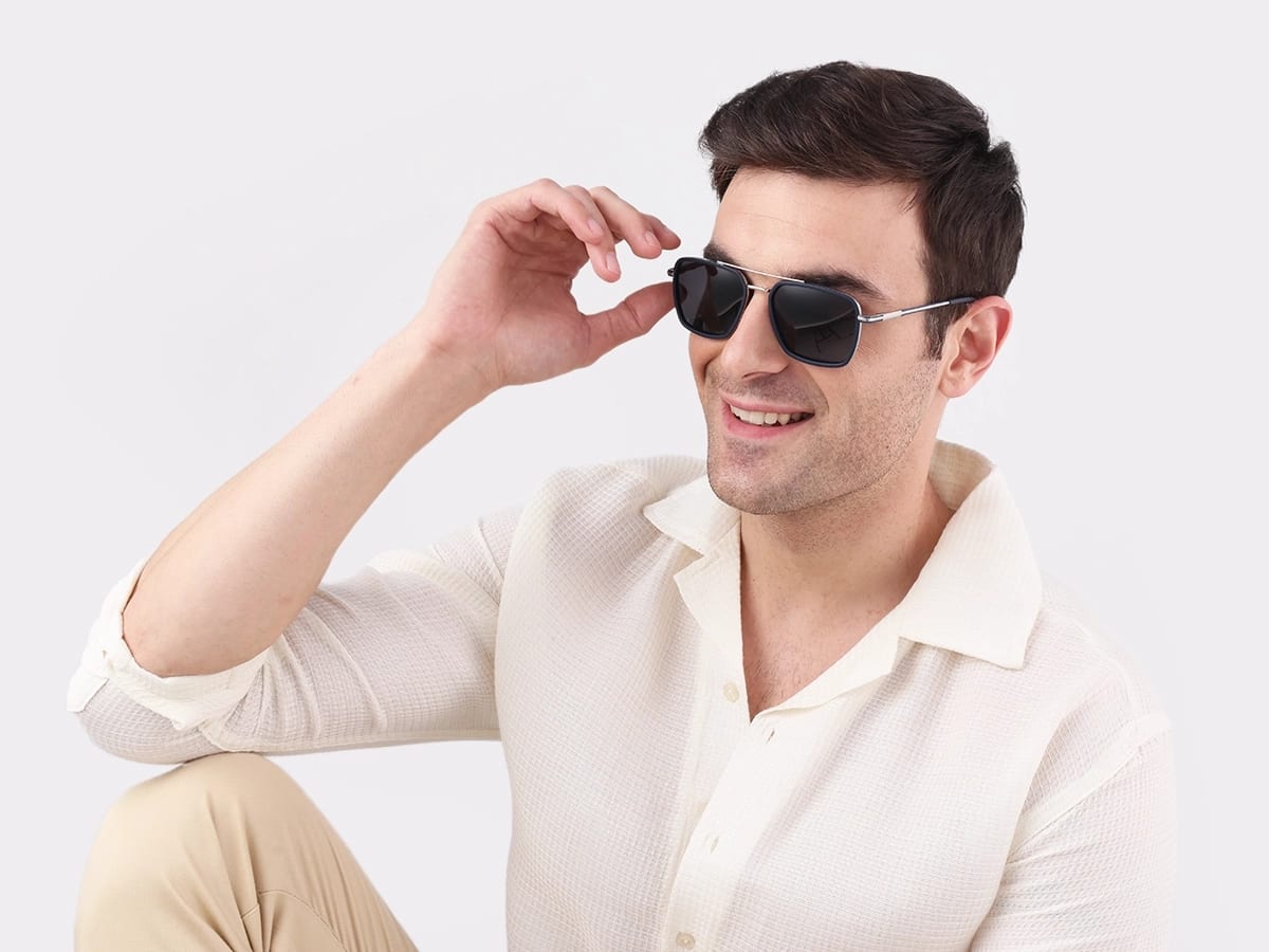 Matte Blue & Silver Metal Sunglasses 42