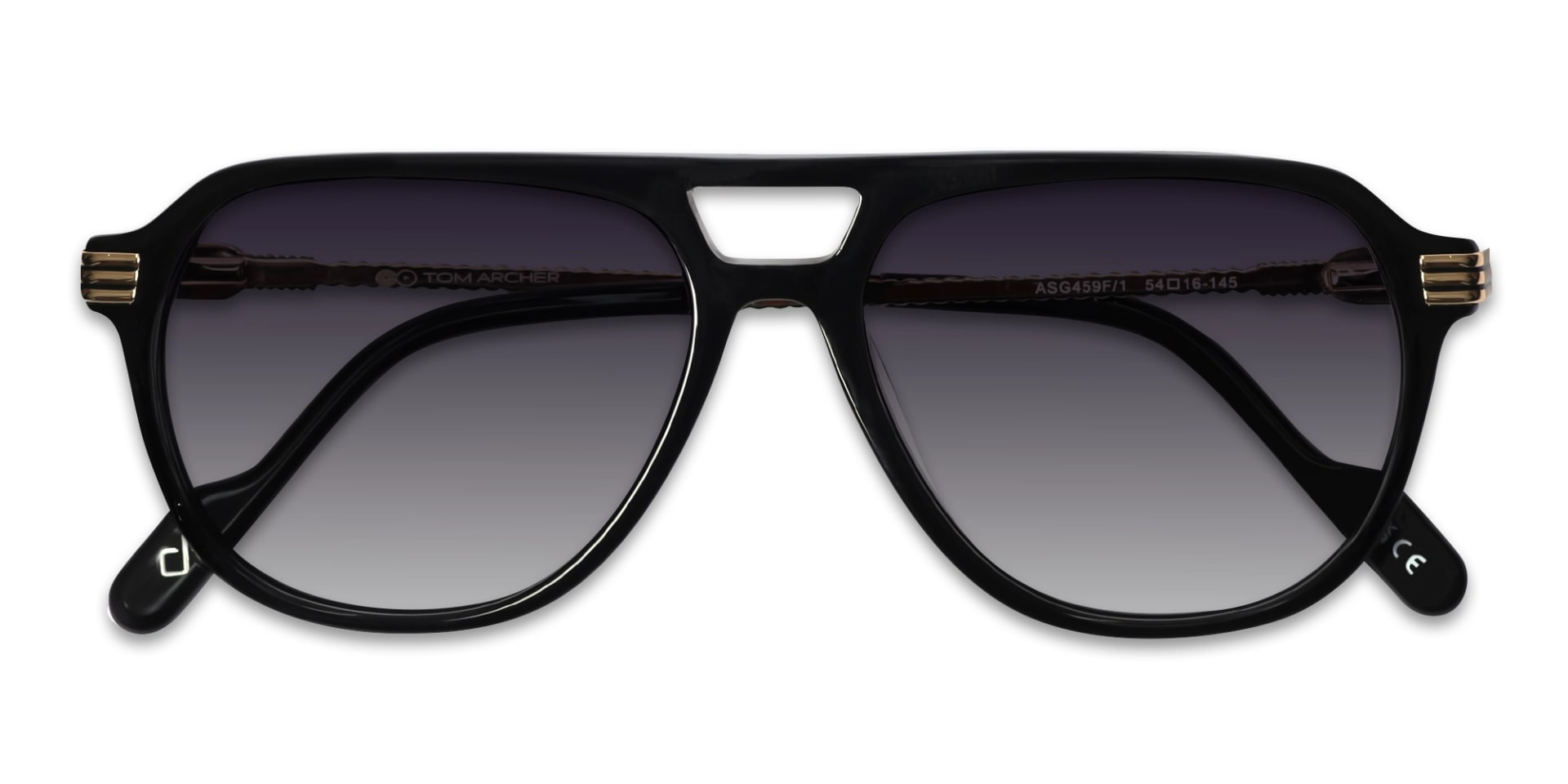 Black Double Bridge Pilot Sunglasses 6