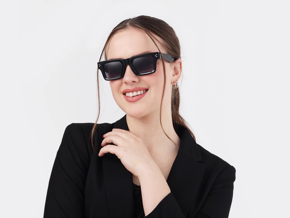 Thick Black Square Acetate Sunglasses 51