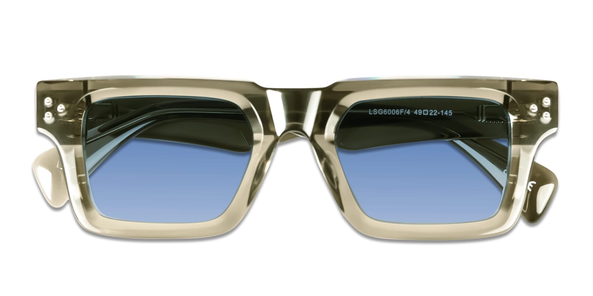 Thick Crystal Clary Sage Square Full Rim Sunglasses 5