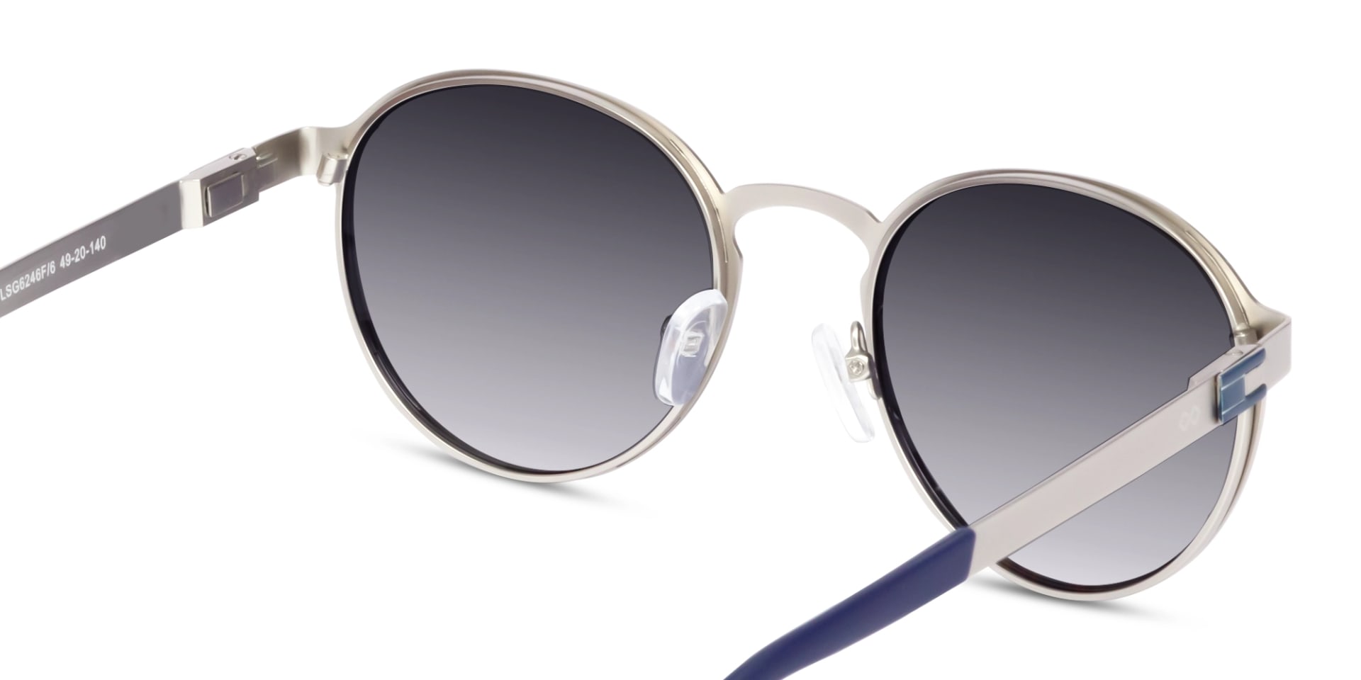 Matte Silver Keyhole Bridge Round Frame Sunglasses 5