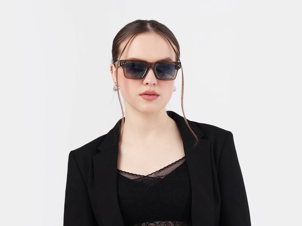 Thick Crystal Clary Sage Square Full Rim Sunglasses 51