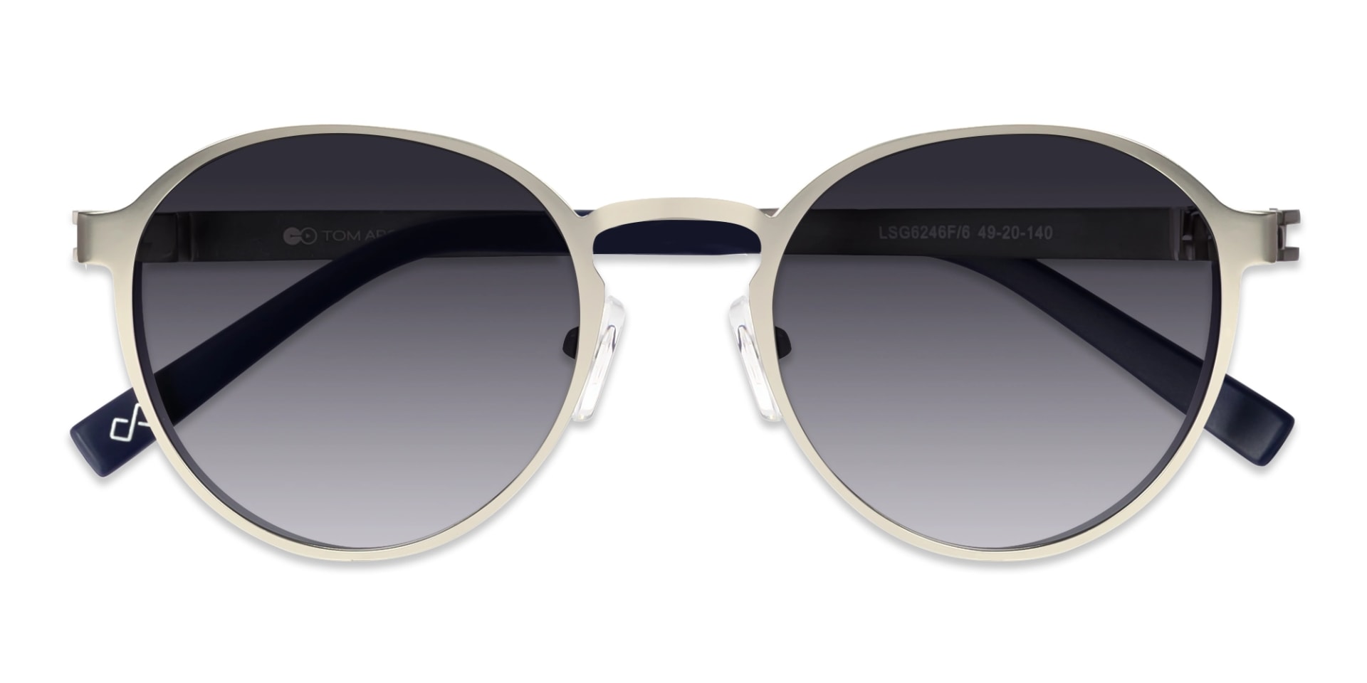 Matte Silver Keyhole Bridge Round Frame Sunglasses 6