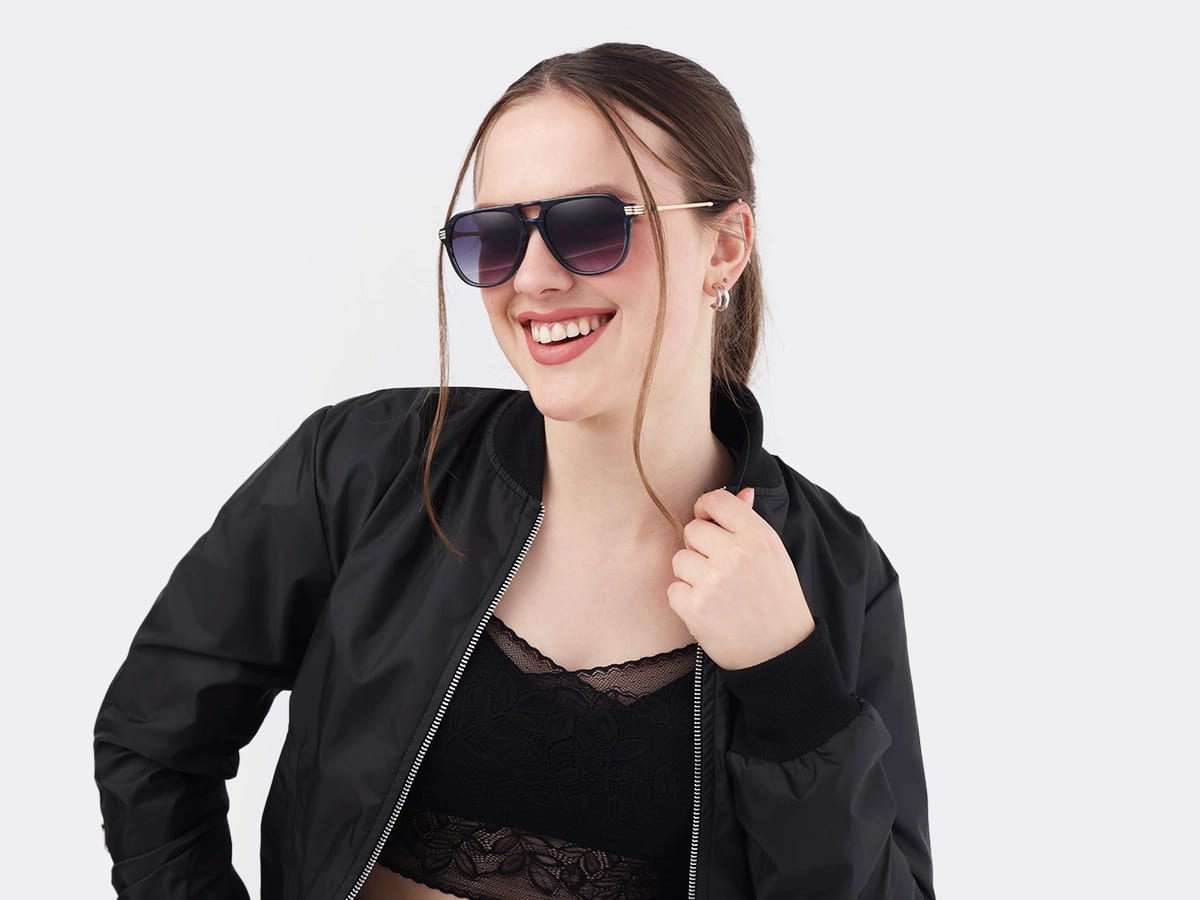Crystal Blue Ombre Pilot Sunglasses 51