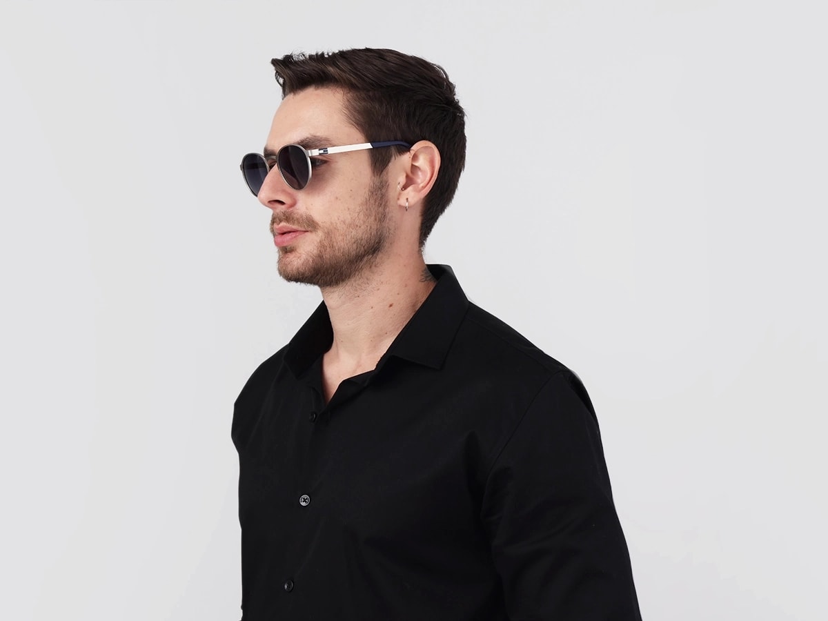 Matte Silver Keyhole Bridge Round Frame Sunglasses 42