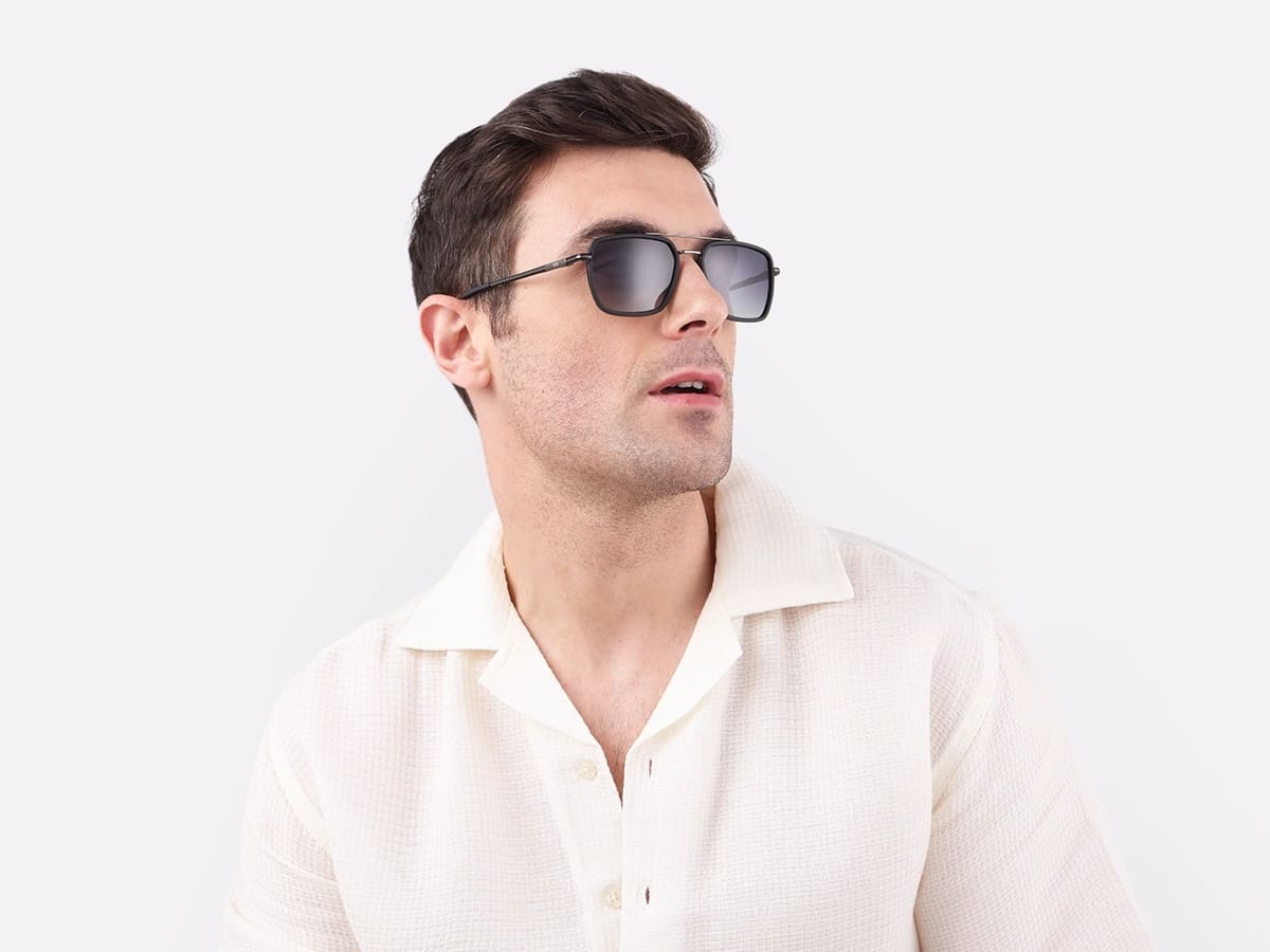 Matte Black & Gunmetal Fullrim Metal Sunglasses 42