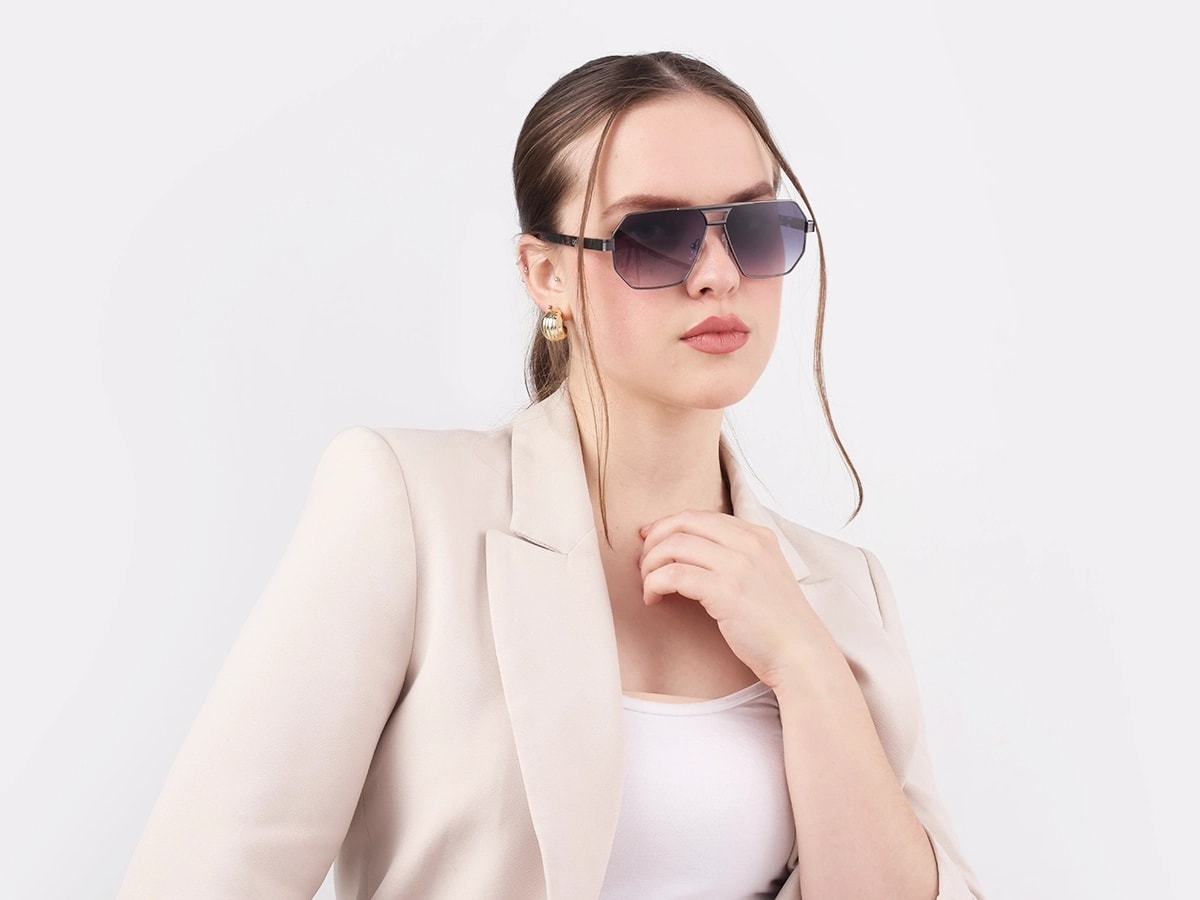 Gradient Flat Top Double Bridge Sunglasses 53