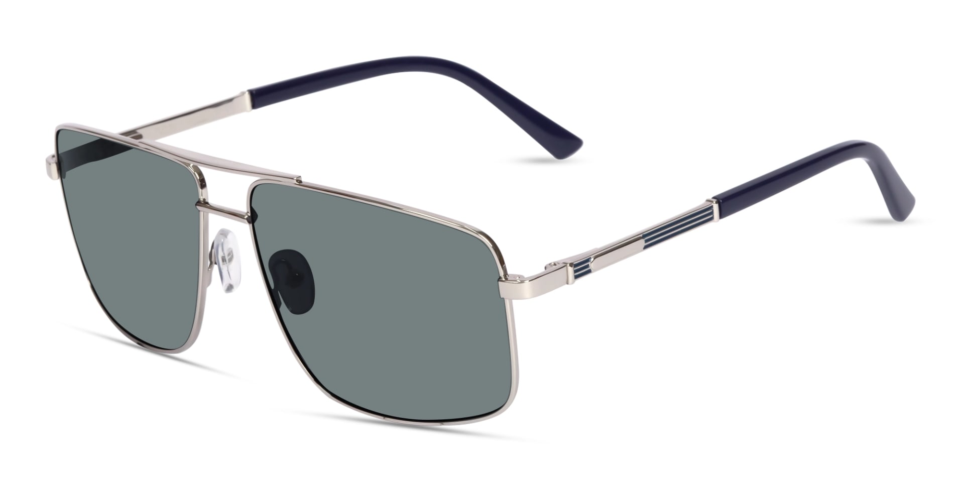 Silver Square Pilot Double Bridge Sunglasses 3
