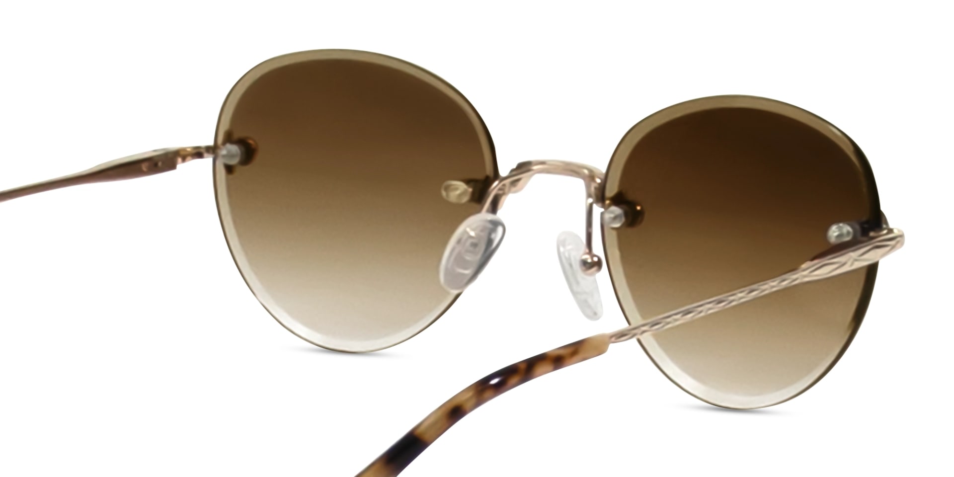 Champagne Gold & Beige Tortoise Rimless Sunglasses 5