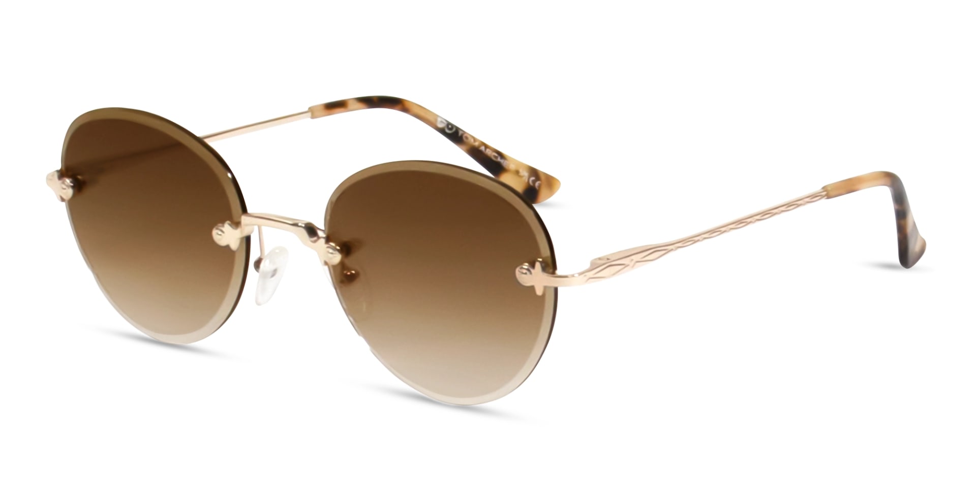 Champagne Gold & Beige Tortoise Rimless Sunglasses 3