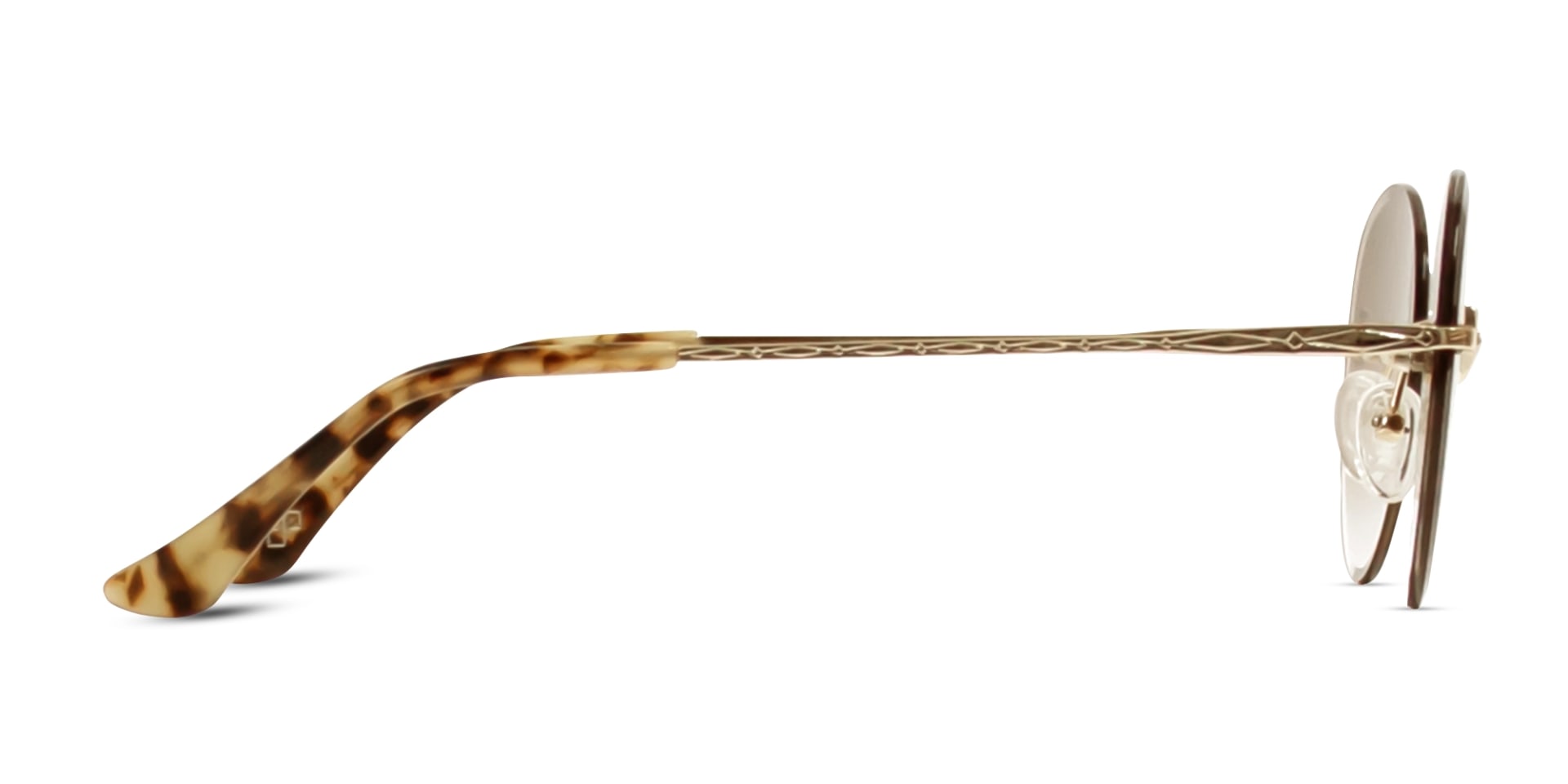 Champagne Gold & Beige Tortoise Rimless Sunglasses 4