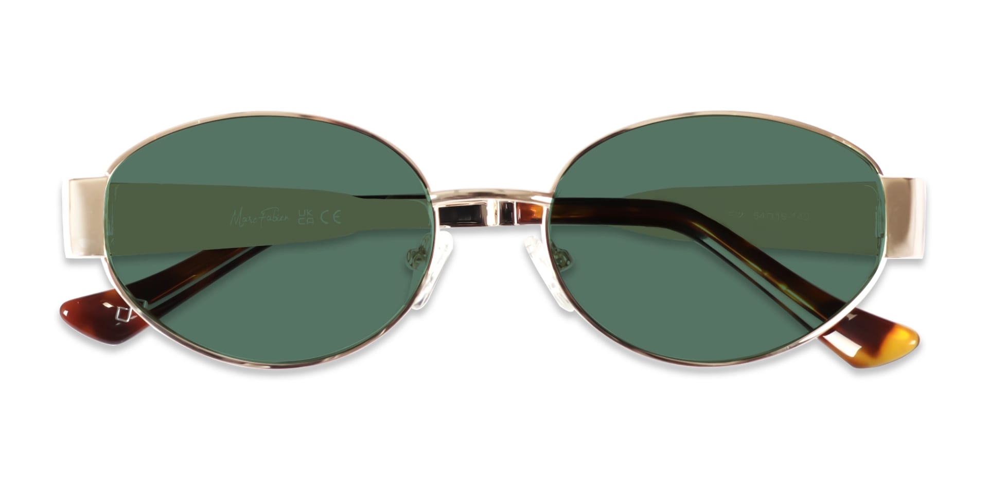 Champagne Gold Metal Oval Full Rim Sunglasses 6