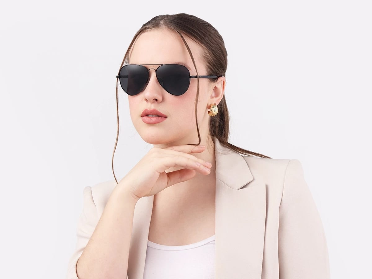 Black Lightweight Metal Pilot Sunglasses 51