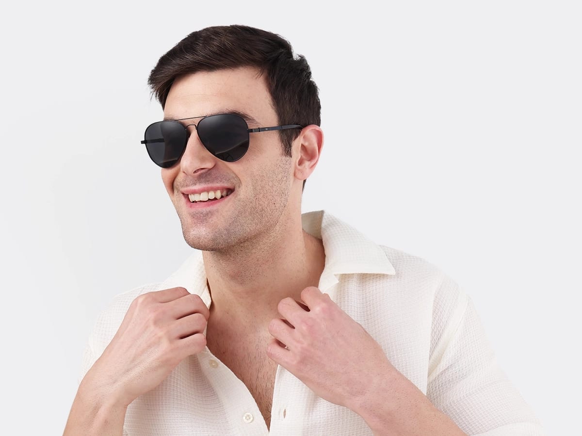 Black Lightweight Metal Pilot Sunglasses 42