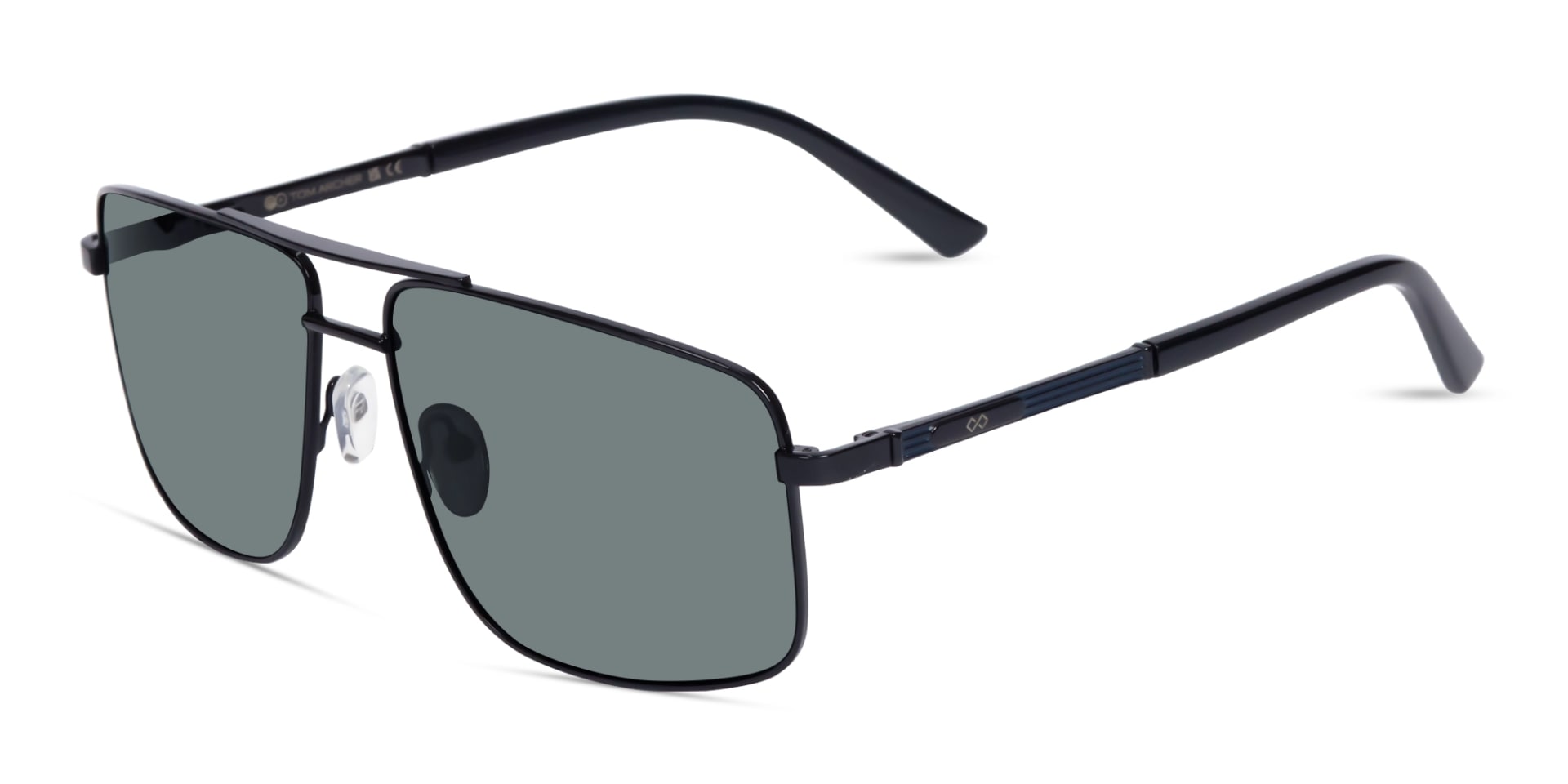Square Black Pilot Double Bridge Sunglasses 3