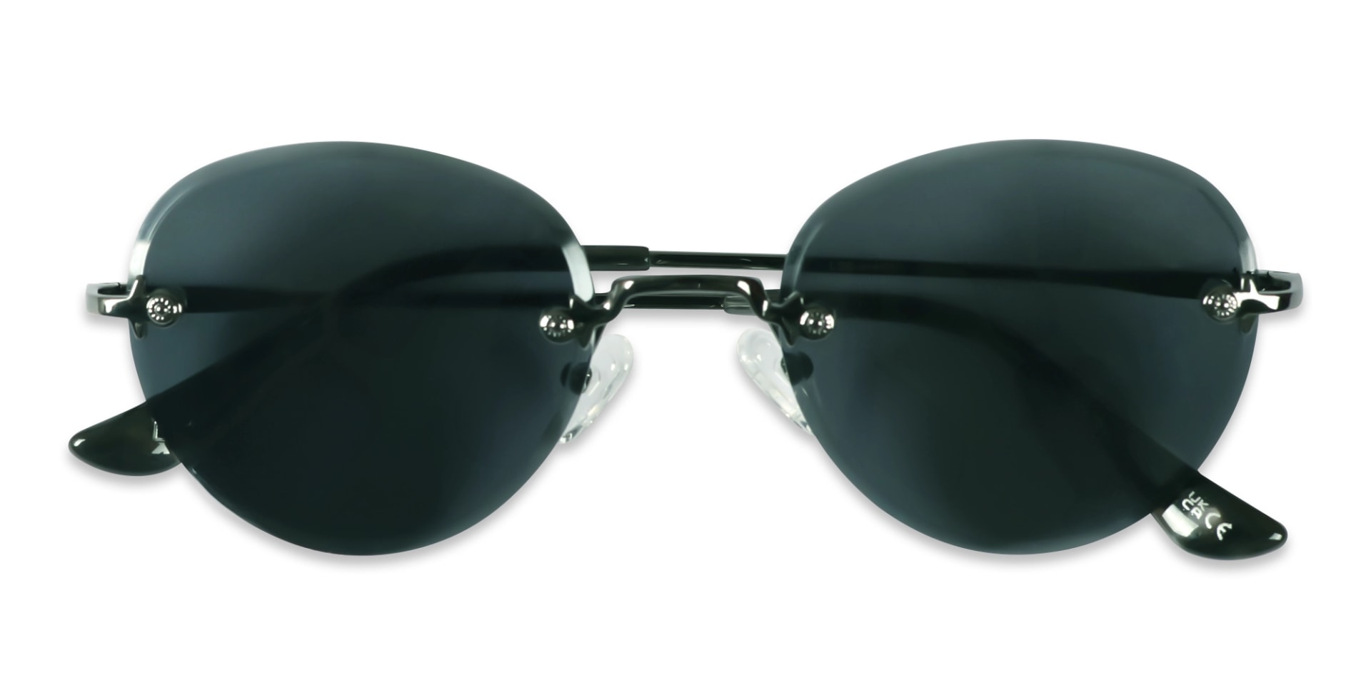 Black & Marble Round Rimless Sunglasses 6