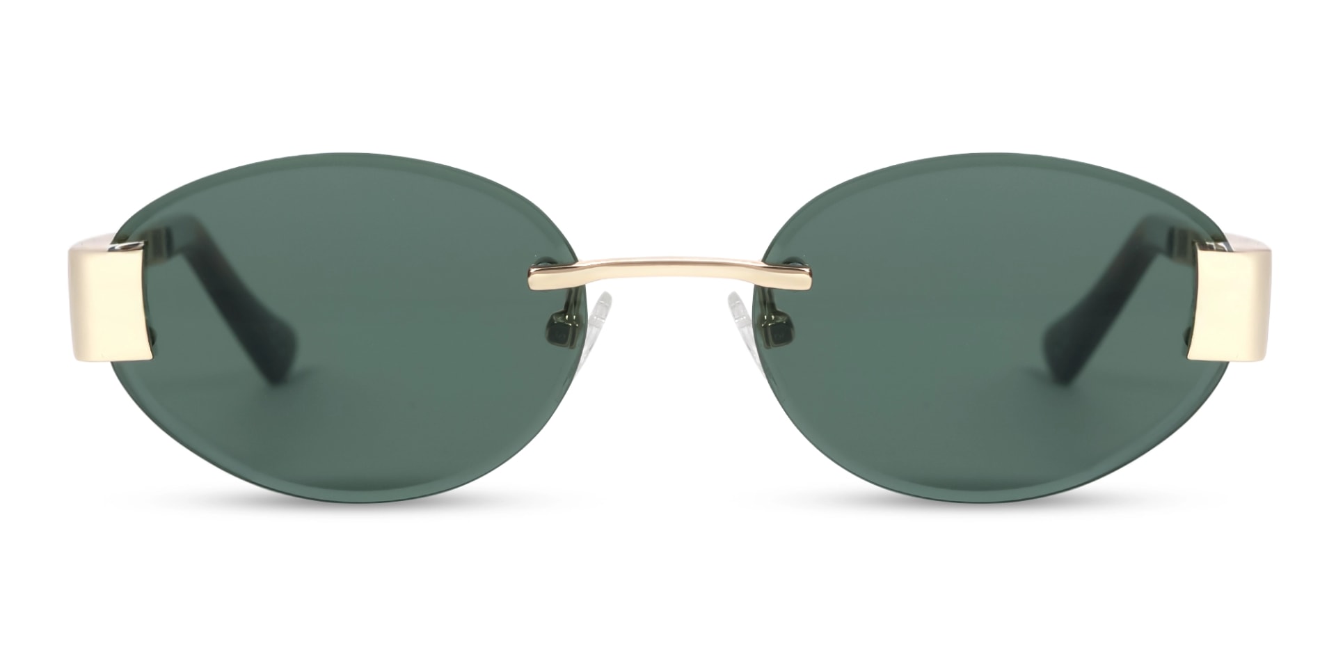 Oval Rimless Sunglasses With Green Tint-1