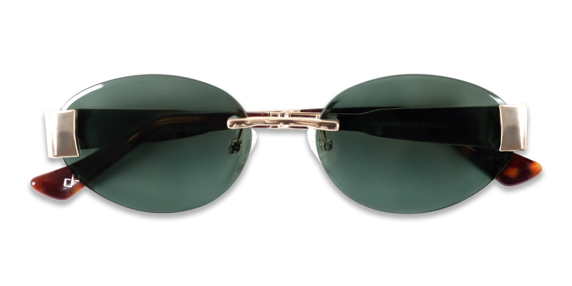 Oval Rimless Sunglasses With Green Tint-6