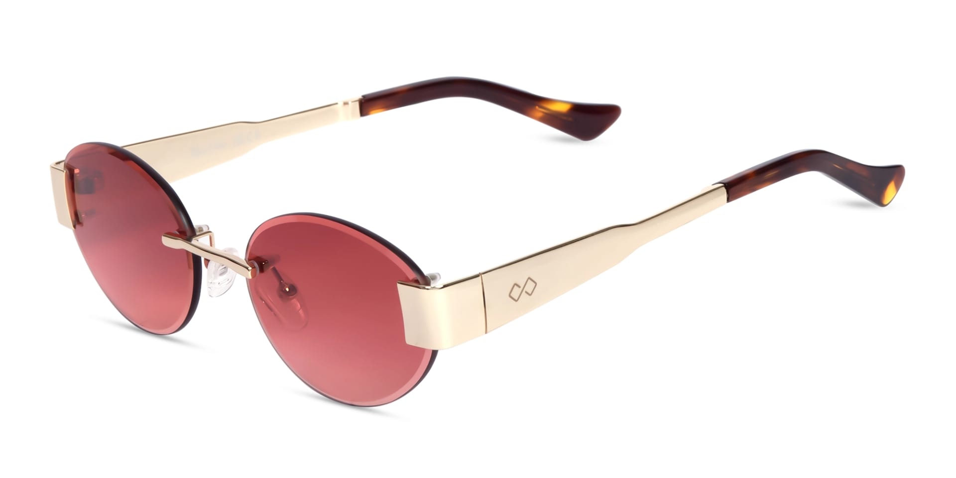 Oval Champange Gold Rimless Sunglasses-3