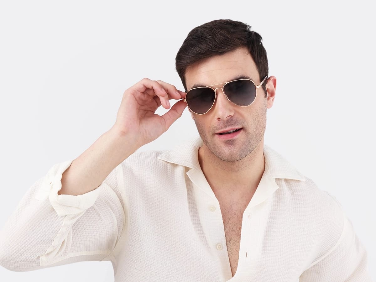 Gold Double Bridge Metal Pilot Sunglasses 41