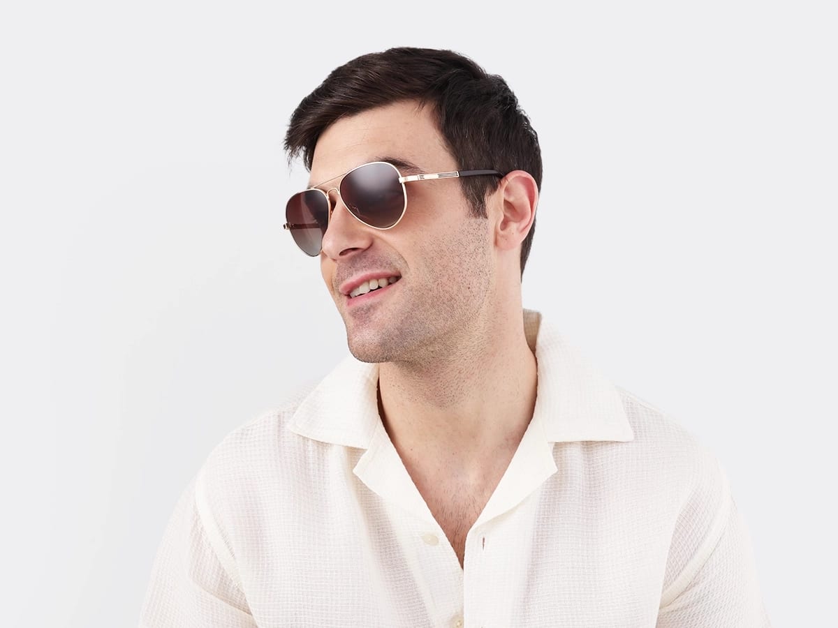 Gold Double Bridge Metal Pilot Sunglasses 42