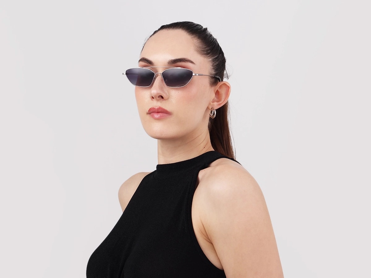 Silver Rectangle Geometric Full-Rim Sunglasses 51