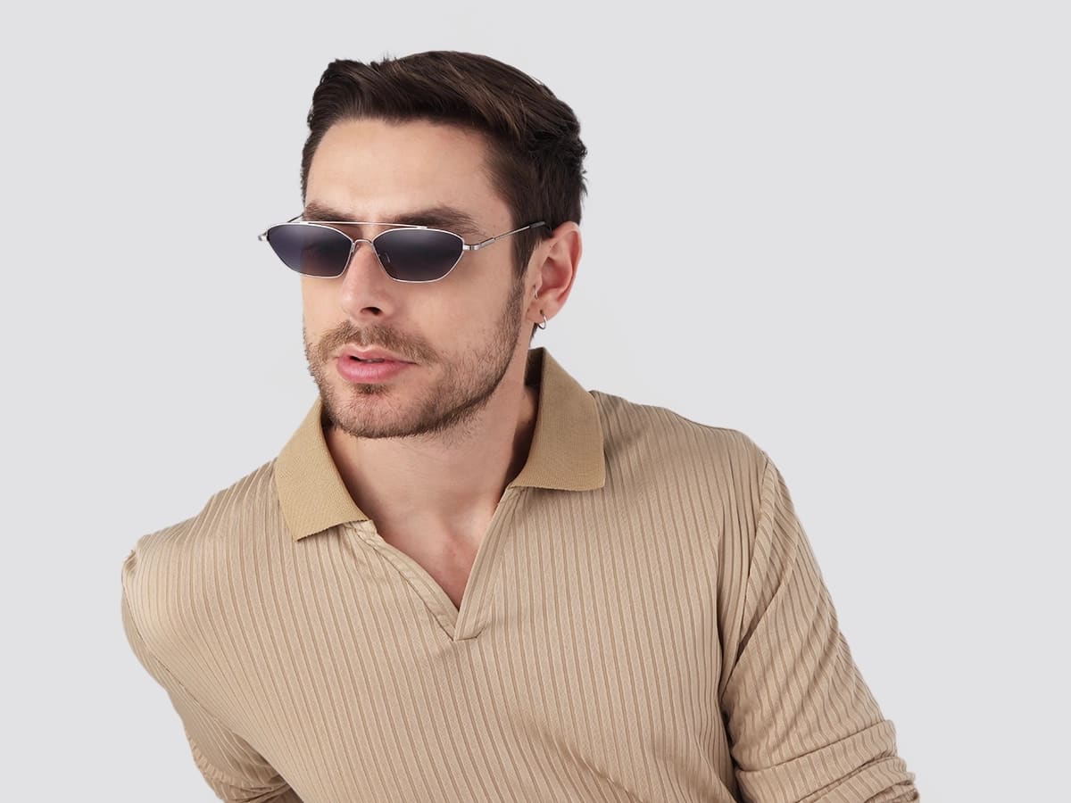 Silver Rectangle Geometric Full-Rim Sunglasses 42