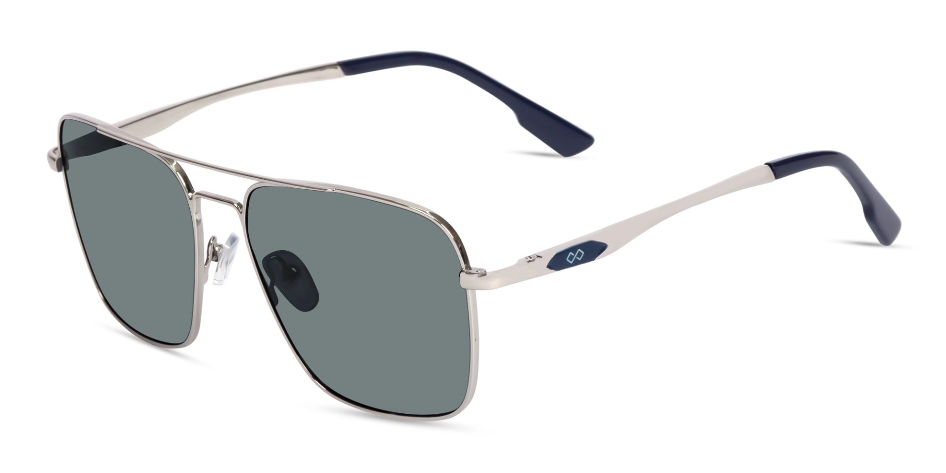 Silver Metal Double Bridge Pilot Sunglasses 3