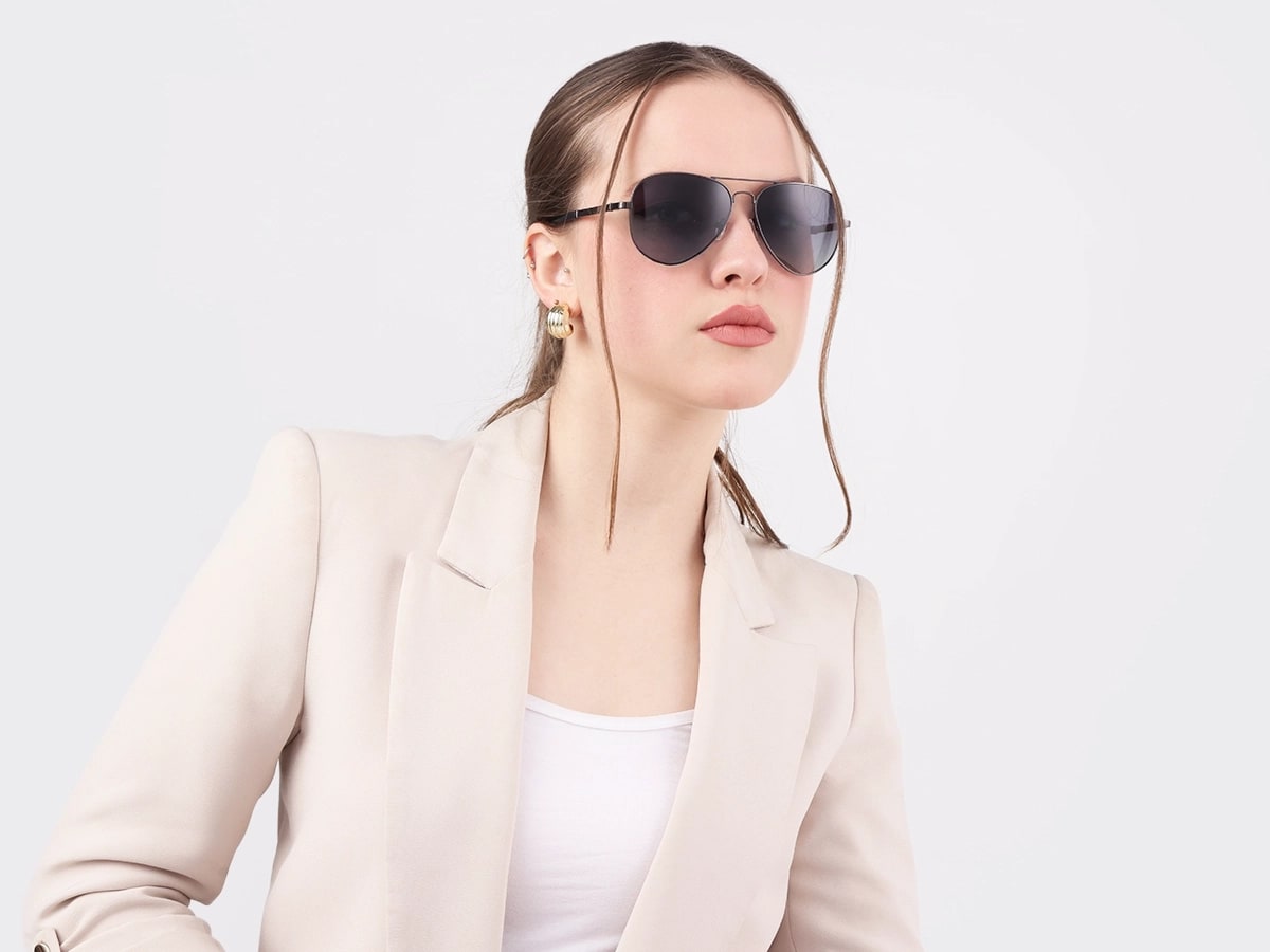 Gunmetal Lightweight Pilot Sunglasses 53