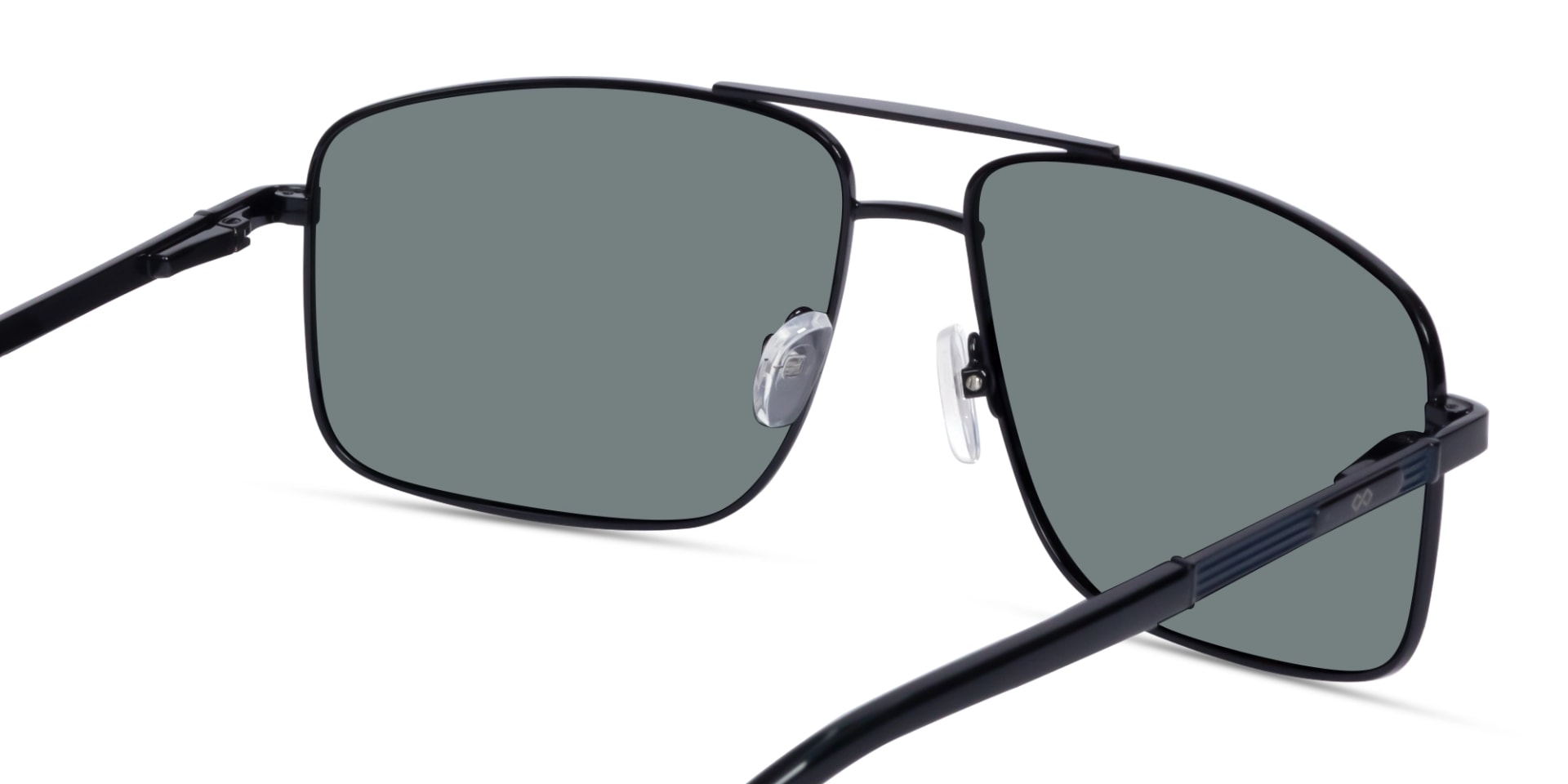 Square Black Pilot Double Bridge Sunglasses 5