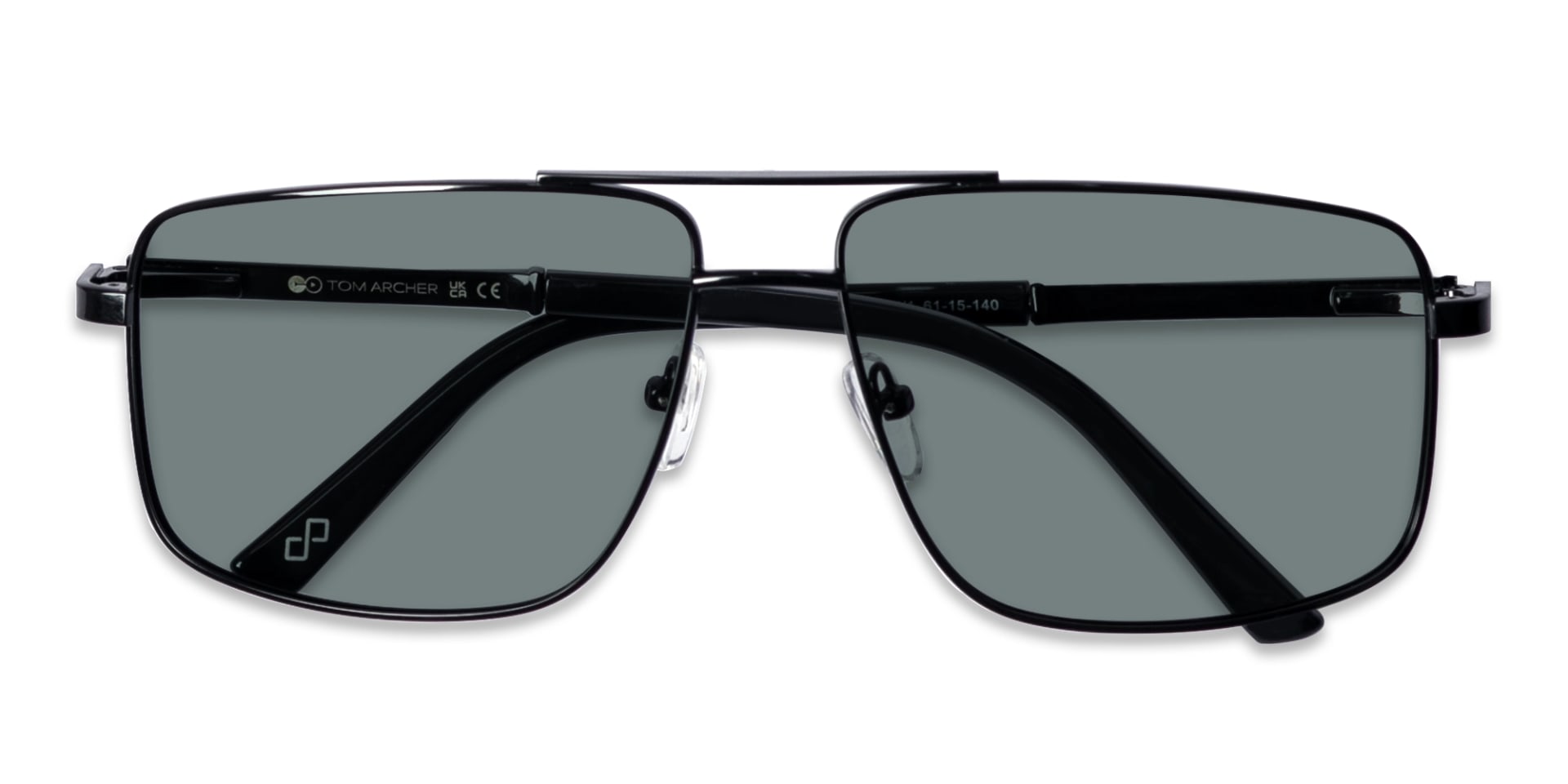 Square Black Pilot Double Bridge Sunglasses 6